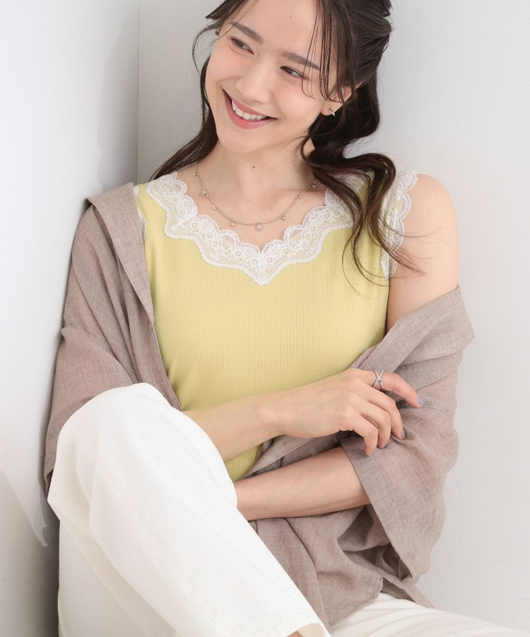 前後2WAYネック レースデザインタンクトップ
