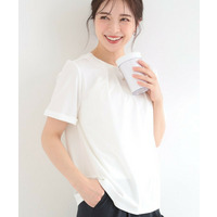 【洗濯後しわになりにくい/UV/S-LL】Tシャツ感覚できれい見え ひんやりタックTブラウス