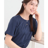 【洗濯後しわになりにくい/UV/S-LL】Tシャツ感覚できれい見え ひんやりタックTブラウス