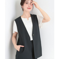 【セットアップ可/洗濯後しわになりにくい/S-LL】シンプルで合わせやすい ノーカラージレ