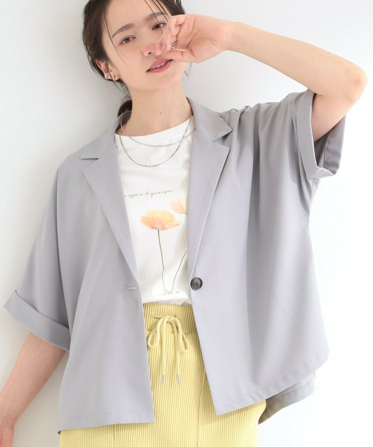 【セットアップ可/洗濯後しわになりにくい/S-LL】半袖テーラードジャケット