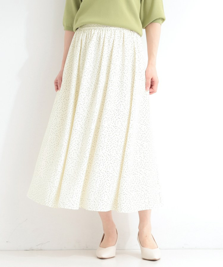 【UV/セットアップ可/S-LL】洗濯後しわになりにくい　ドット柄ギャザースカート