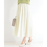 【UV/セットアップ可/S-LL】洗濯後しわになりにくい　ドット柄ギャザースカート