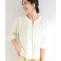 【洗濯機可/UV/S-LL】程よい透け感 襟元タック シアーブルゾン