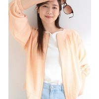 【洗濯機可/UV/S-LL】程よい透け感 襟元タック シアーブルゾン