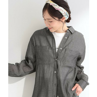 【UV/体型カバー/S-LL/綿100%】優しく透ける 柔らかシアーデニムシャツ