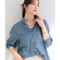 【UV/体型カバー/S-LL/綿100%】優しく透ける 柔らかシアーデニムシャツ