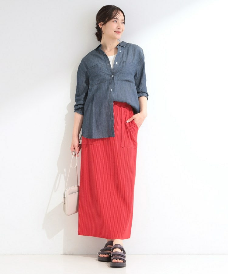 【UV/体型カバー/S-LL/綿100%】優しく透ける 柔らかシアーデニムシャツ12