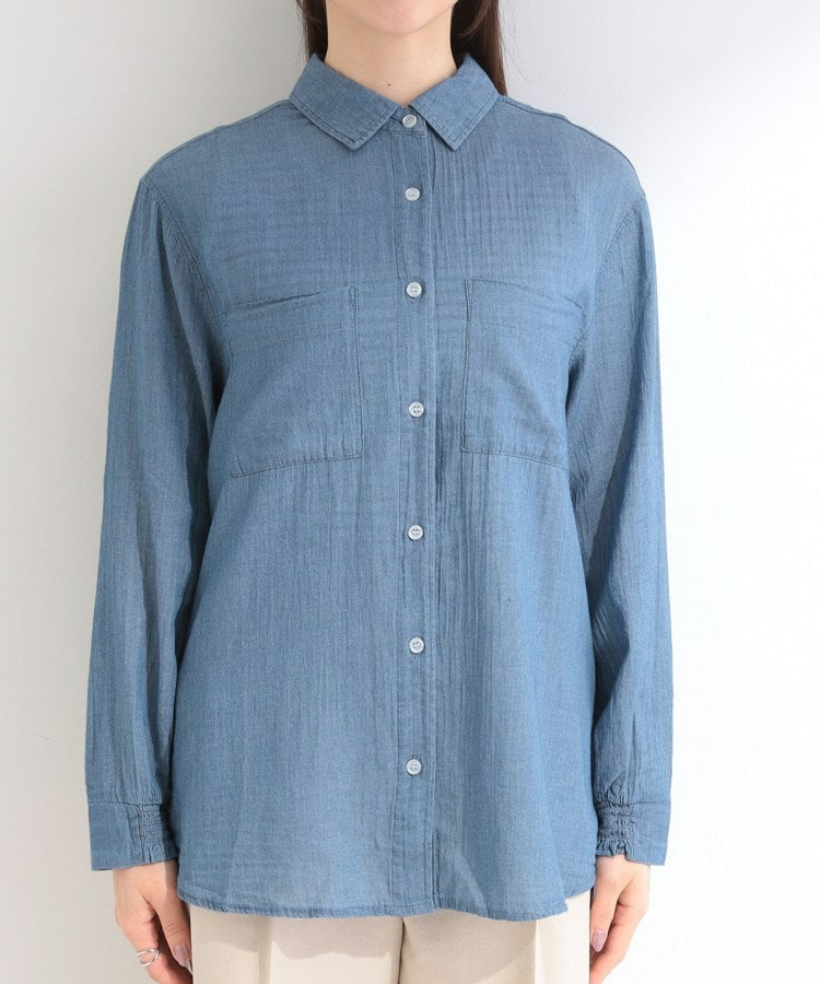 【UV/体型カバー/S-LL/綿100%】優しく透ける 柔らかシアーデニムシャツ14