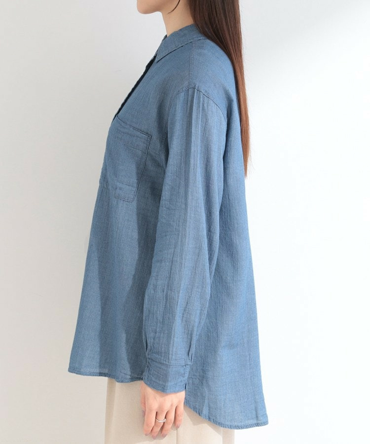 【UV/体型カバー/S-LL/綿100%】優しく透ける 柔らかシアーデニムシャツ15