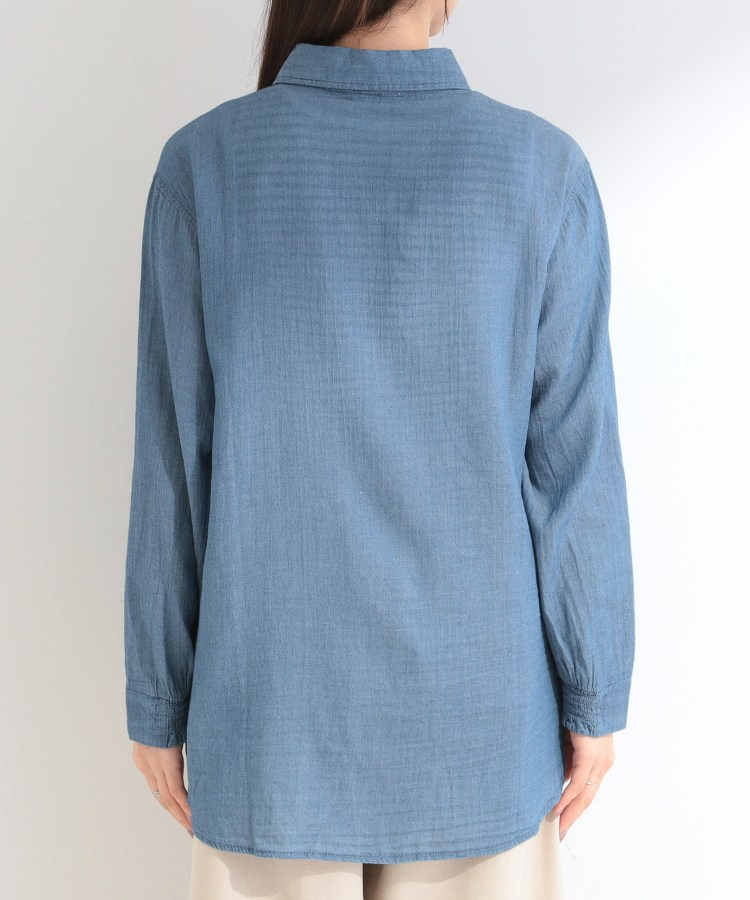【UV/体型カバー/S-LL/綿100%】優しく透ける 柔らかシアーデニムシャツ16
