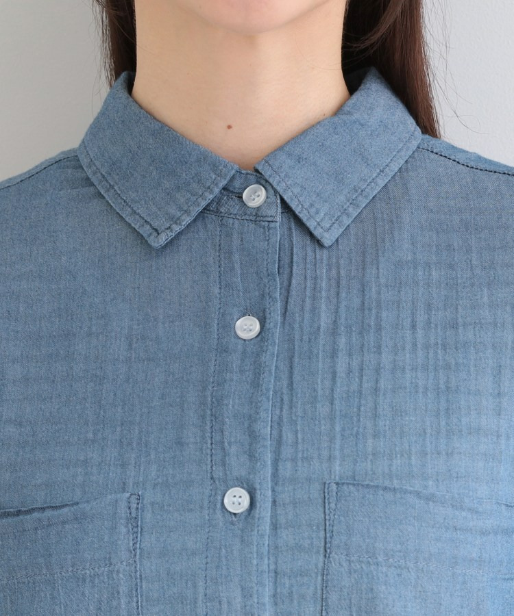 【UV/体型カバー/S-LL/綿100%】優しく透ける 柔らかシアーデニムシャツ17