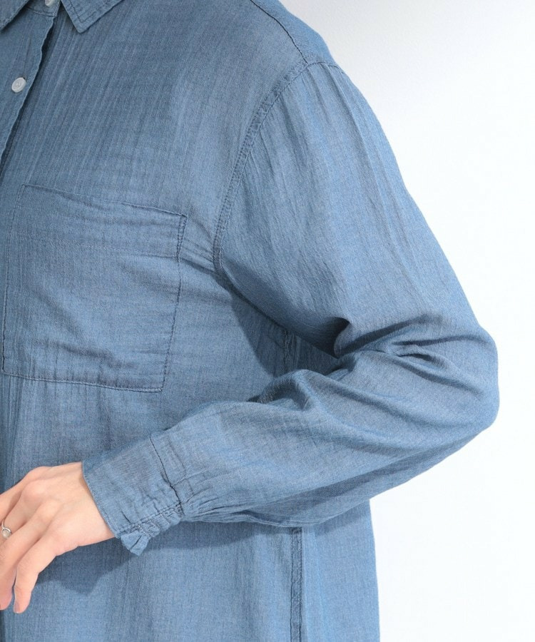 【UV/体型カバー/S-LL/綿100%】優しく透ける 柔らかシアーデニムシャツ19