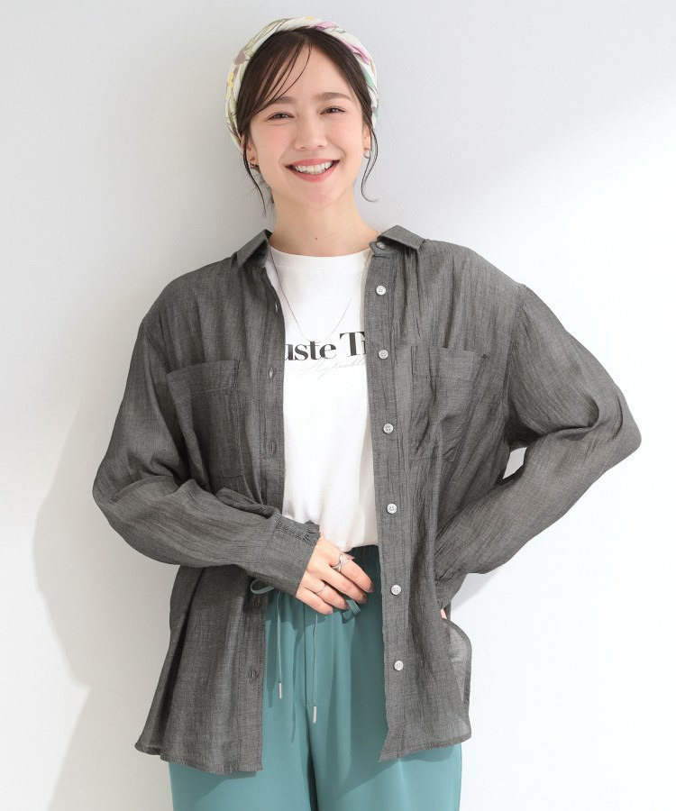 【UV/体型カバー/S-LL/綿100%】優しく透ける 柔らかシアーデニムシャツ2