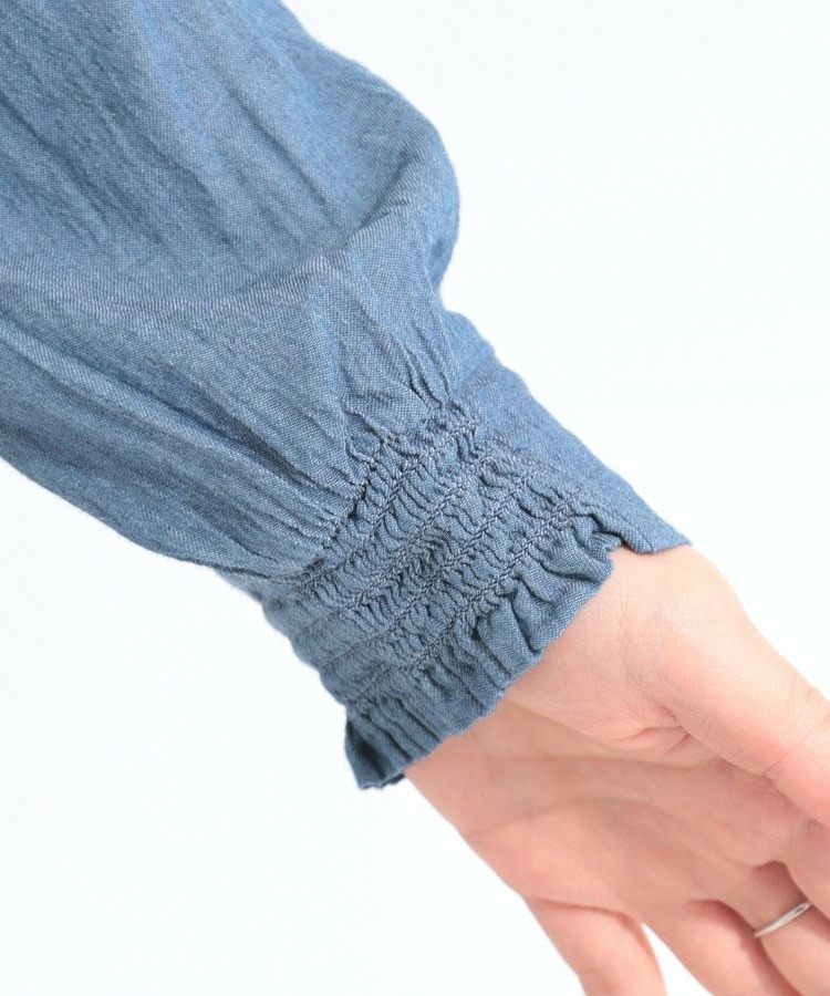 【UV/体型カバー/S-LL/綿100%】優しく透ける 柔らかシアーデニムシャツ20