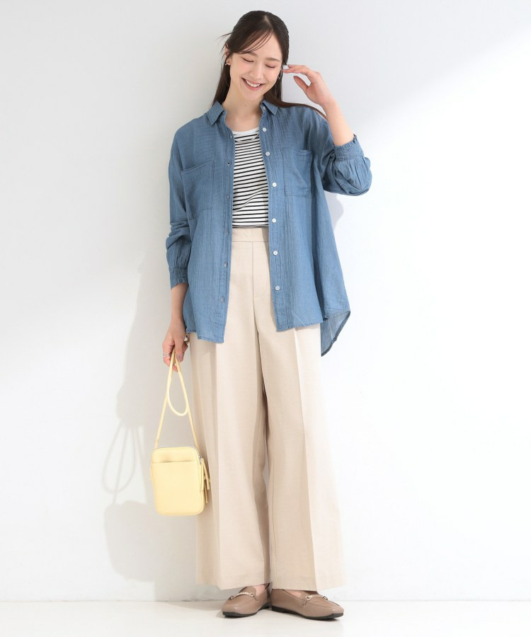 【UV/体型カバー/S-LL/綿100%】優しく透ける 柔らかシアーデニムシャツ8