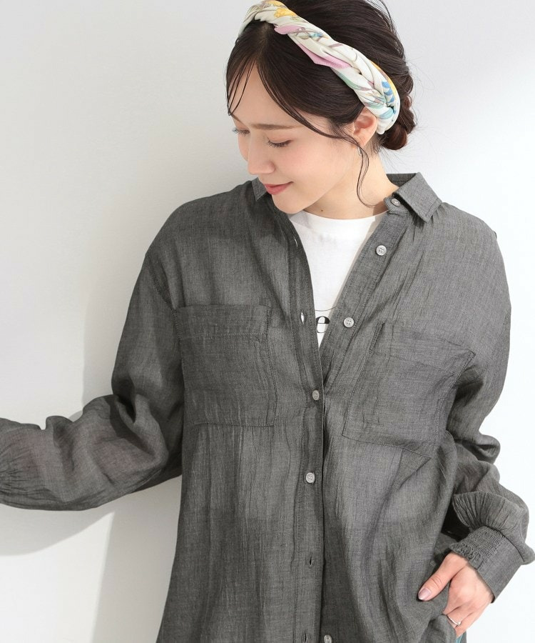 【UV/体型カバー/S-LL/綿100%】優しく透ける 柔らかシアーデニムシャツ1