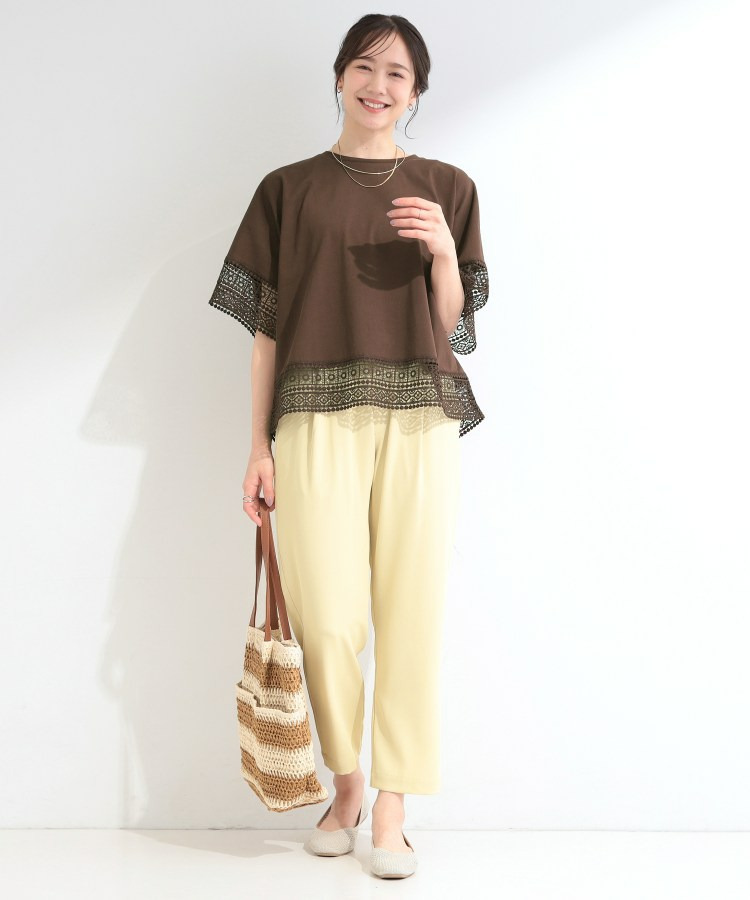 【洗濯機可/ひんやり/S-LL】レース使いがポイント 体型カバーもできる 1枚でサマになるデザインTシャツ12