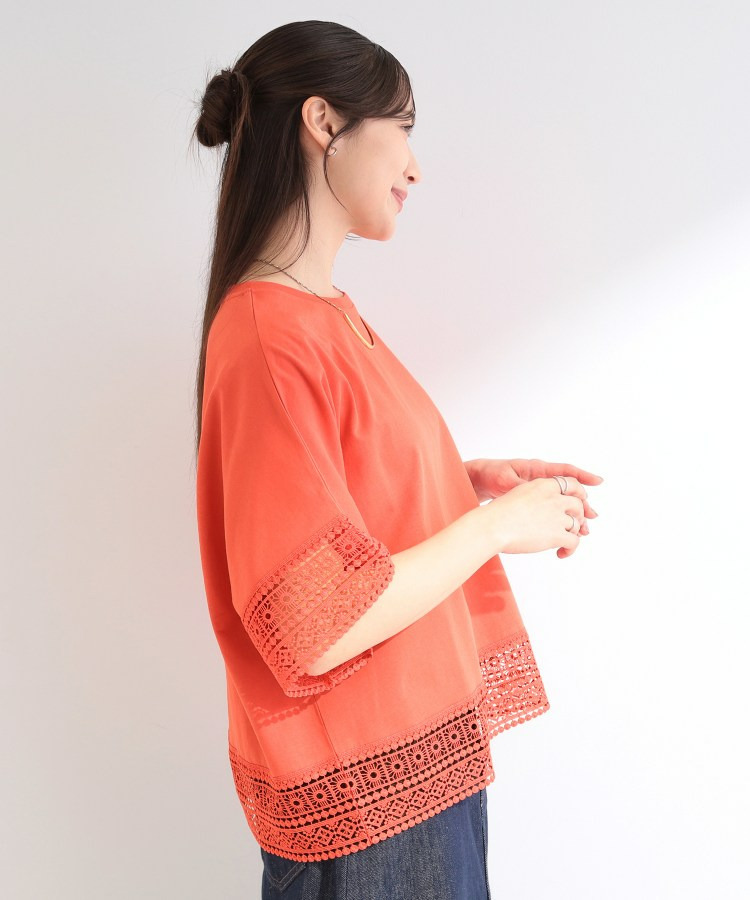 【洗濯機可/ひんやり/S-LL】レース使いがポイント 体型カバーもできる 1枚でサマになるデザインTシャツ15