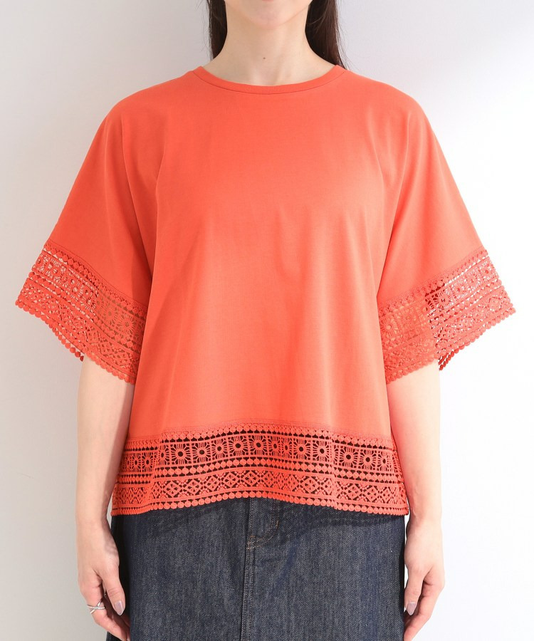 【洗濯機可/ひんやり/S-LL】レース使いがポイント 体型カバーもできる 1枚でサマになるデザインTシャツ18