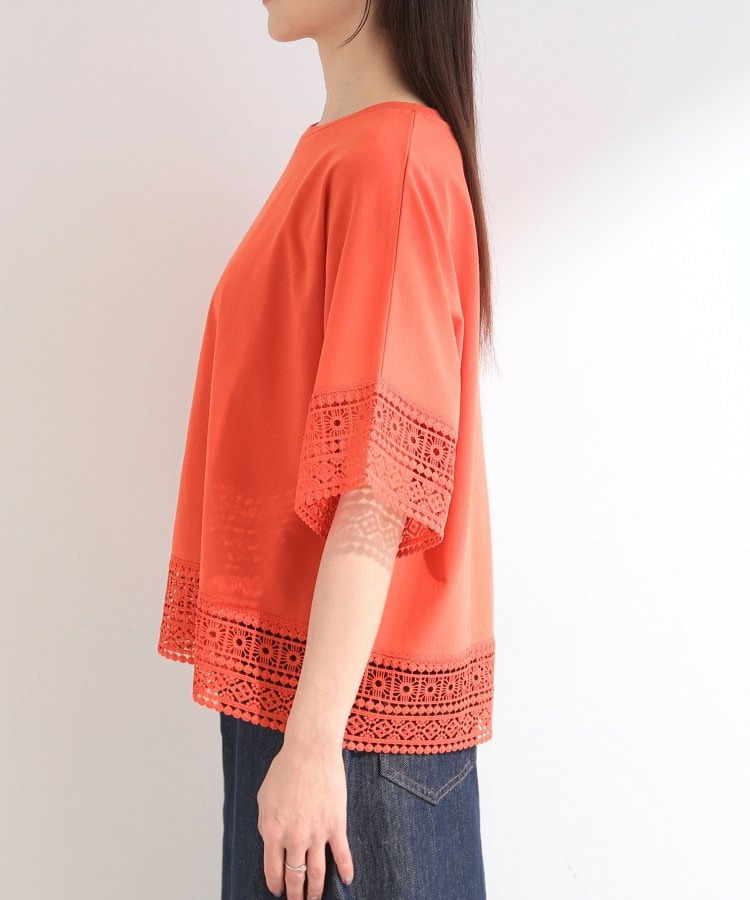 【洗濯機可/ひんやり/S-LL】レース使いがポイント 体型カバーもできる 1枚でサマになるデザインTシャツ19