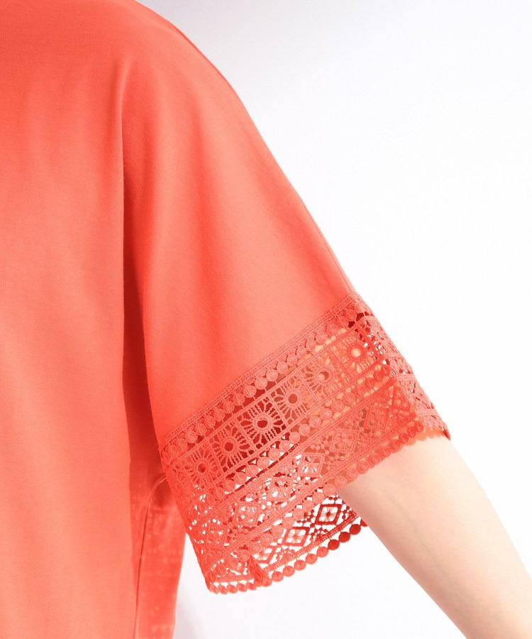 【洗濯機可/ひんやり/S-LL】レース使いがポイント 体型カバーもできる 1枚でサマになるデザインTシャツ22