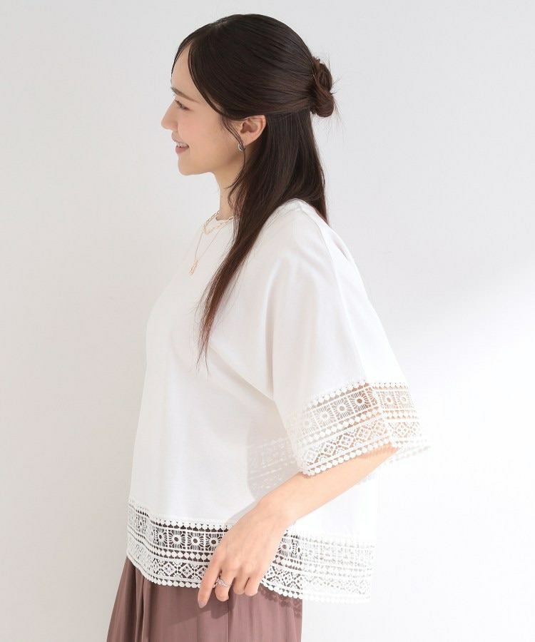 【洗濯機可/ひんやり/S-LL】レース使いがポイント 体型カバーもできる 1枚でサマになるデザインTシャツ3