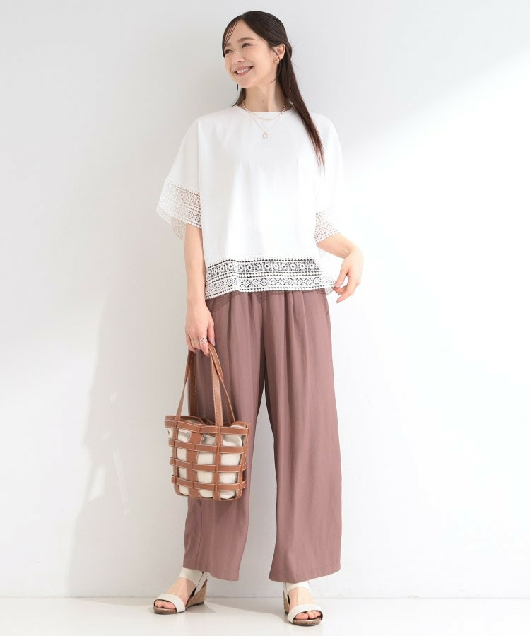 【洗濯機可/ひんやり/S-LL】レース使いがポイント 体型カバーもできる 1枚でサマになるデザインTシャツ4