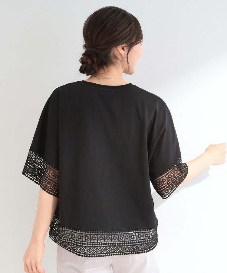 【洗濯機可/ひんやり/S-LL】レース使いがポイント 体型カバーもできる 1枚でサマになるデザインTシャツ7