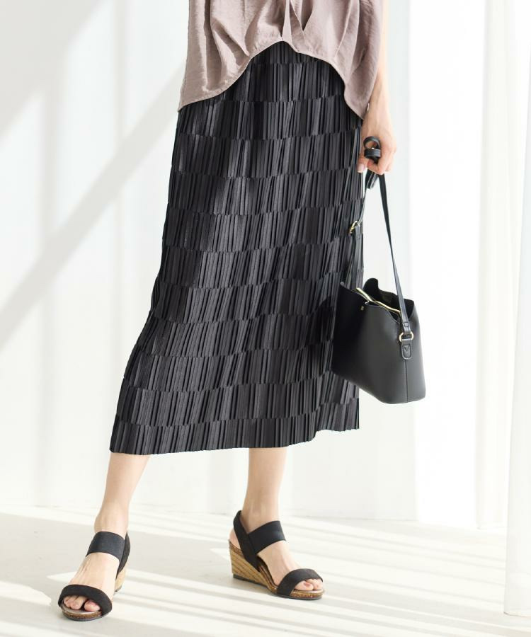【S-LL/洗濯機可】変形プリーツで差が付く ナロースカート