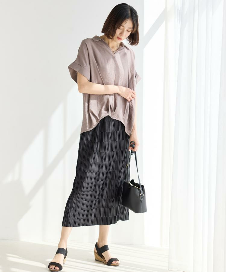 【S-LL/洗濯機可】変形プリーツで差が付く ナロースカート16