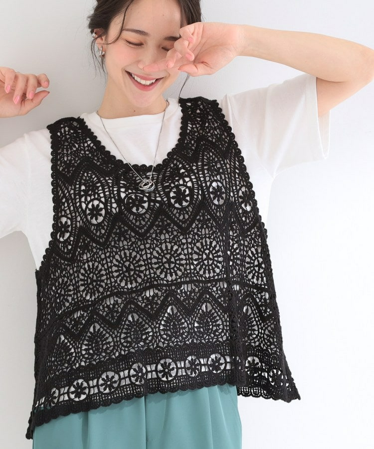 【2点セット/S-LL】クロシェベスト＋ロゴTシャツ