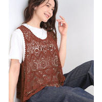 【2点セット/S-LL】クロシェベスト＋ロゴTシャツ