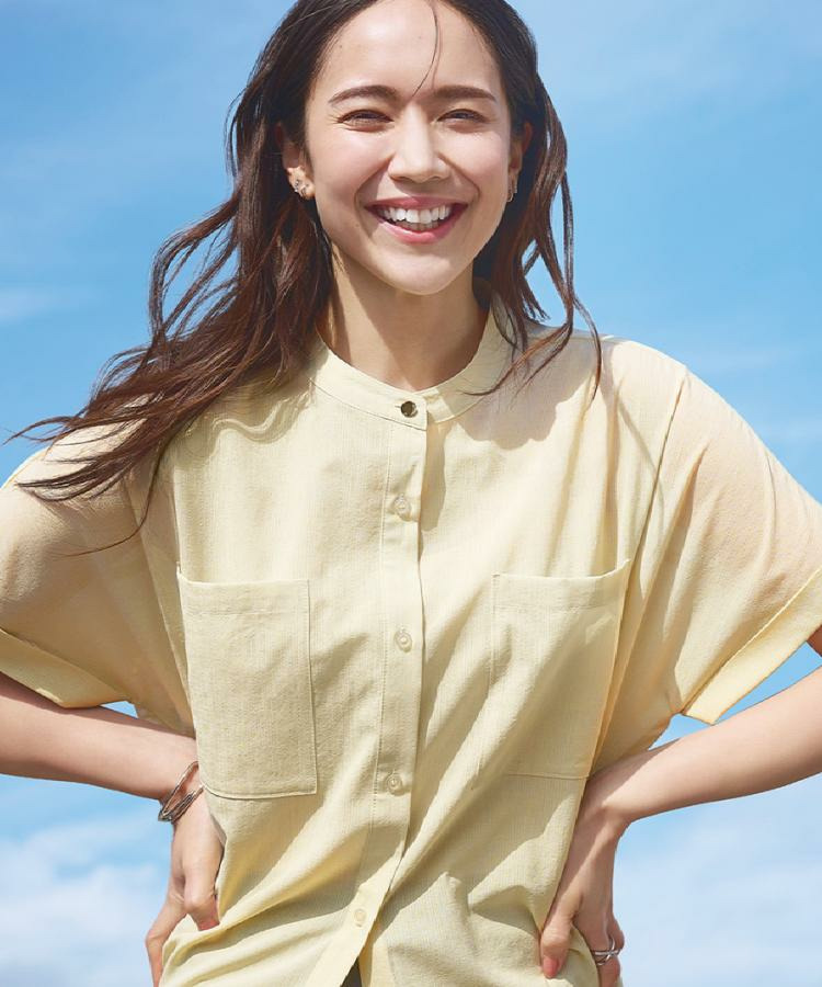 【洗濯機可/S-LL】さらり快適 半袖バンドカラーシャツ