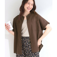 【洗濯機可/S-LL】さらり快適 半袖バンドカラーシャツ