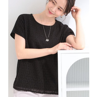 【ひんやり/UV/S-LL】1枚で華やか 前後切り替えレースTシャツ