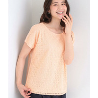 【ひんやり/UV/S-LL】1枚で華やか 前後切り替えレースTシャツ