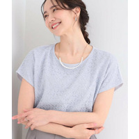 【ひんやり/UV/S-LL】1枚で華やか 前後切り替えレースTシャツ
