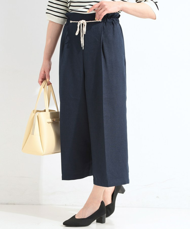 【S-LL】ロープベルトが爽やか ガウチョパンツ1