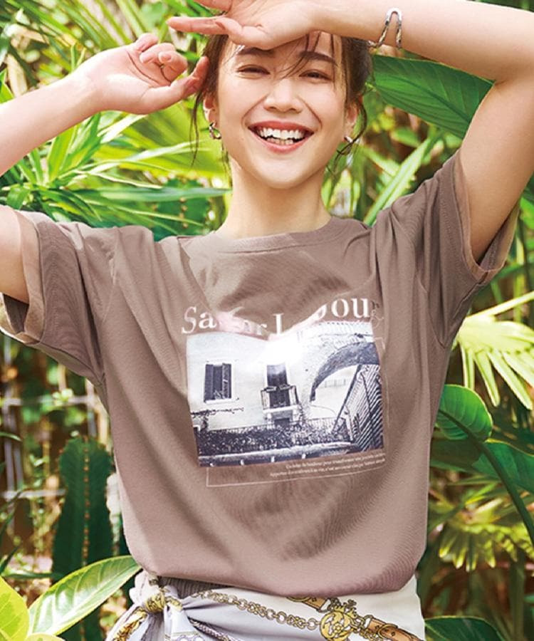 【ひんやり/S-LL/洗濯機可】色・柄選べる お袖チュールレイヤード プリントアソートTシャツ