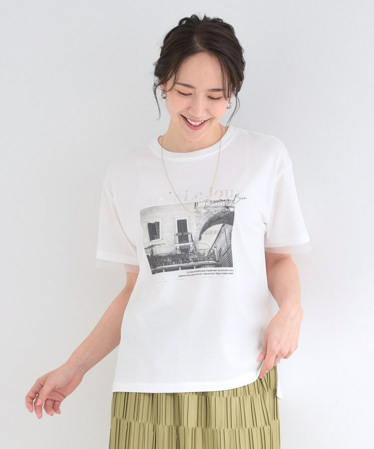 【ひんやり/S-LL/洗濯機可】色・柄選べる お袖チュールレイヤード プリントアソートTシャツ18