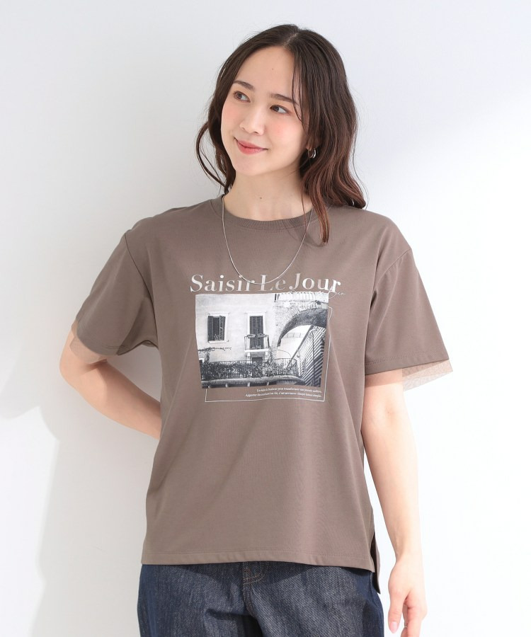 【ひんやり/S-LL/洗濯機可】色・柄選べる お袖チュールレイヤード プリントアソートTシャツ22