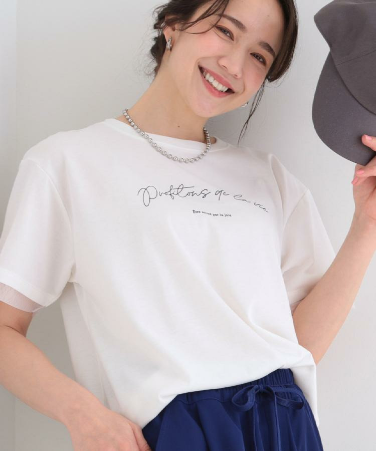 【ひんやり/S-LL/洗濯機可】色・柄選べる お袖チュールレイヤード プリントアソートTシャツ1