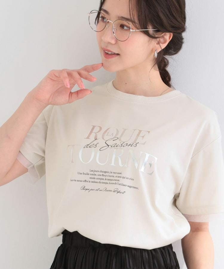 【ひんやり/S-LL/洗濯機可】色・柄選べる お袖チュールレイヤード プリントアソートTシャツ1