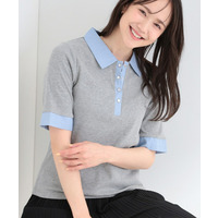 【洗濯機可/S-LL】シャツレイヤード風 テレコポロトップス