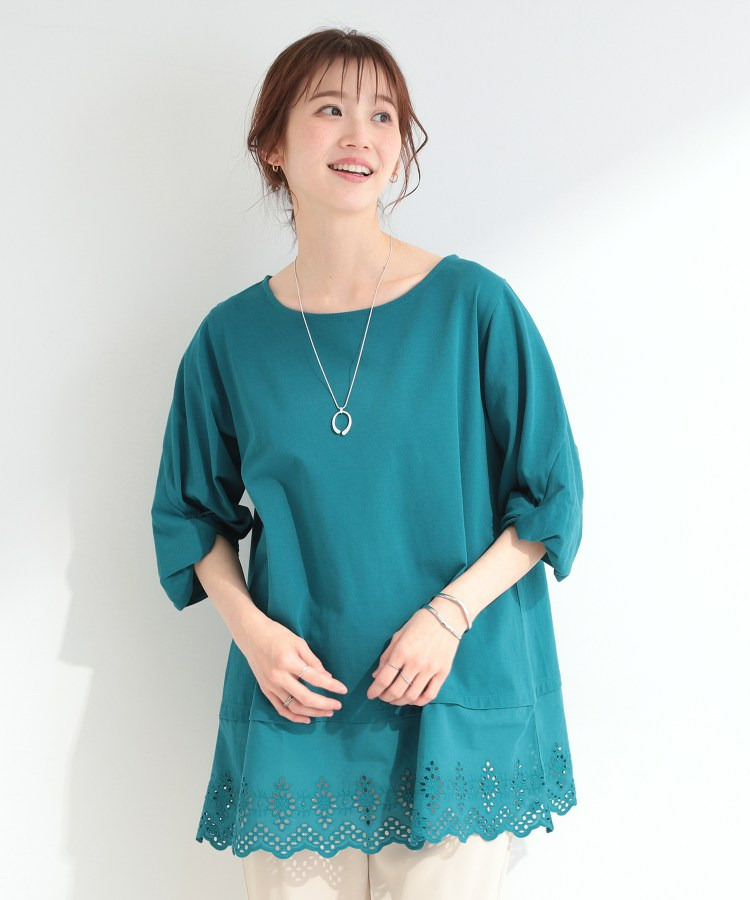 【洗濯機可/ひんやり/S-LL】裾レース切り替え ねじりお袖チュニック10