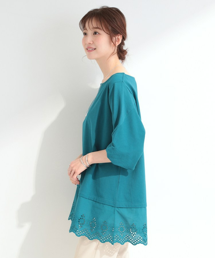 【洗濯機可/ひんやり/S-LL】裾レース切り替え ねじりお袖チュニック11