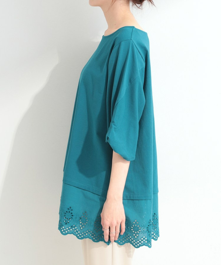 【洗濯機可/ひんやり/S-LL】裾レース切り替え ねじりお袖チュニック15