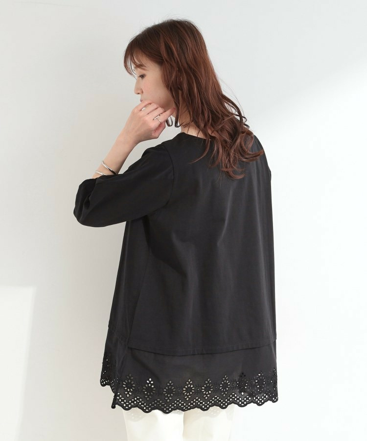 【洗濯機可/ひんやり/S-LL】裾レース切り替え ねじりお袖チュニック3
