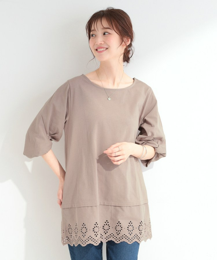 【洗濯機可/ひんやり/S-LL】裾レース切り替え ねじりお袖チュニック6